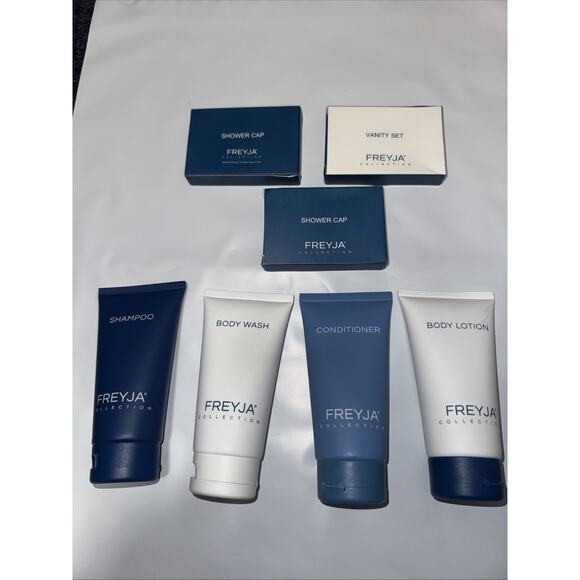 Freyja Collection 7 Pc Set Shampoo Conditioner Body Wash Lotion Vanity Set S Cap - Picture 1 of 7